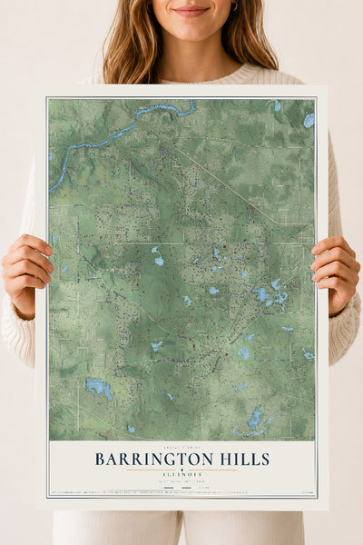 Map of Barrington Hills, Illinois, 18 x 24 inch unframed archival matte print