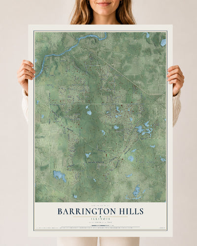 Map of Barrington Hills, Illinois, 24 x 36 inch unframed archival matte print