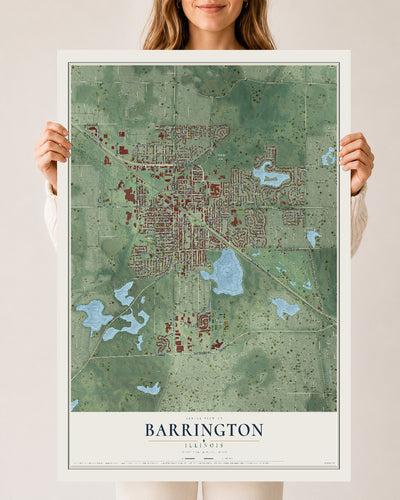 Map of Barrington, Illinois, 24 x 36 inch unframed archival matte print
