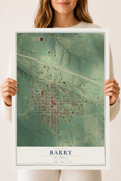 Map of Barry, Illinois, 18 x 24 inch unframed archival matte print