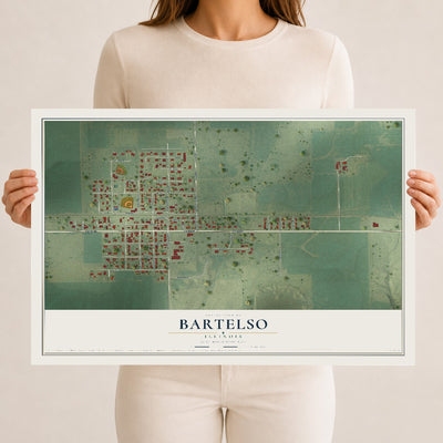 Map of Bartelso, Illinois, 12 x 18 inch unframed archival matte print