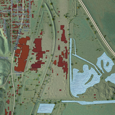 Second close-up of the map of Bartonville, Illinois print showing more streets and buildings