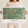 Map of Batchtown, Illinois, 12 x 18 inch unframed archival matte print