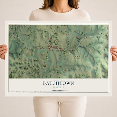 Map of Batchtown, Illinois, 18 x 24 inch unframed archival matte print