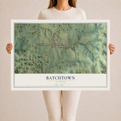 Map of Batchtown, Illinois, 24 x 36 inch unframed archival matte print