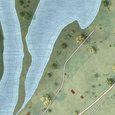 Second close-up of the map of Bath, Illinois print showing more streets and buildings