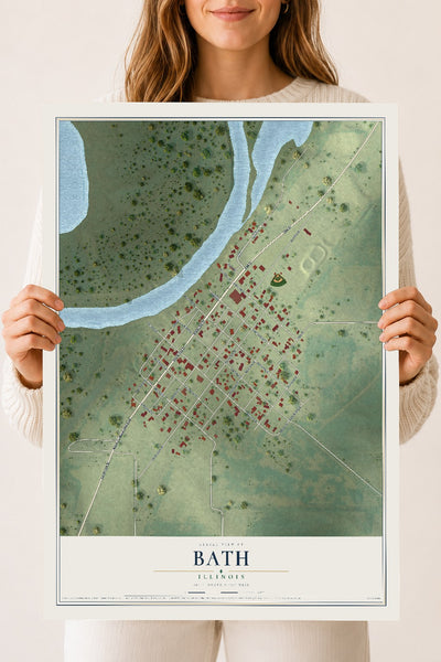 Map of Bath, Illinois, 18 x 24 inch unframed archival matte print