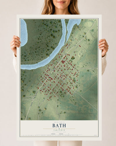 Map of Bath, Illinois, 24 x 36 inch unframed archival matte print