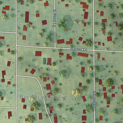 Close-up of the map of Bay View Gardens, Illinois print showing street and building detail