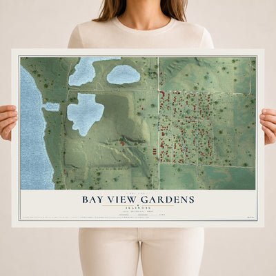 Map of Bay View Gardens, Illinois, 18 x 24 inch unframed archival matte print