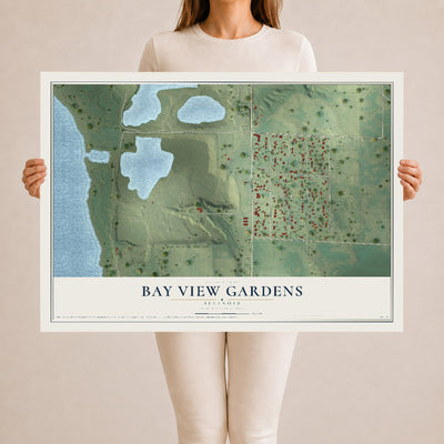 Map of Bay View Gardens, Illinois, 24 x 36 inch unframed archival matte print
