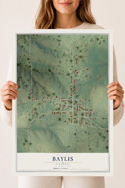 Map of Baylis, Illinois, 18 x 24 inch unframed archival matte print