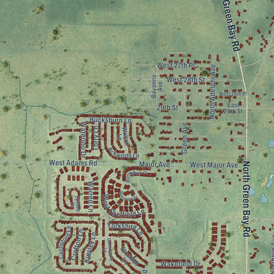 Second close-up of the map of Beach Park, Illinois print showing more streets and buildings