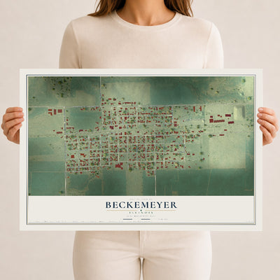 Map of Beckemeyer, Illinois, 12 x 18 inch unframed archival matte print