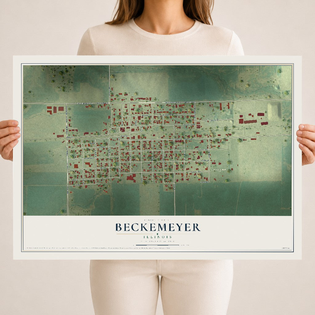 Map of Beckemeyer, Illinois, 18 x 24 inch unframed archival matte print