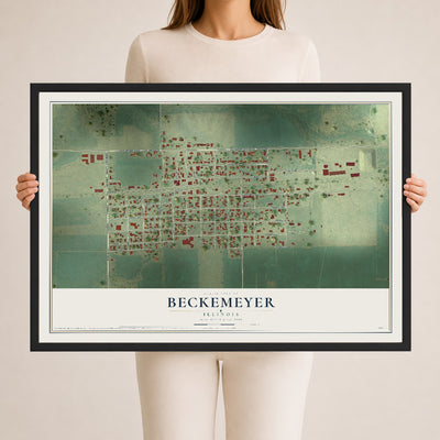 Map of Beckemeyer, Illinois, 24 x 36 inch print in a black wood frame