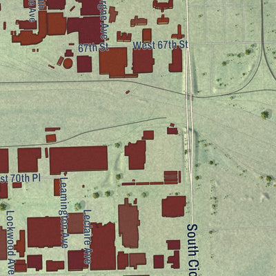 Second close-up of the map of Bedford Park, Illinois print showing more streets and buildings
