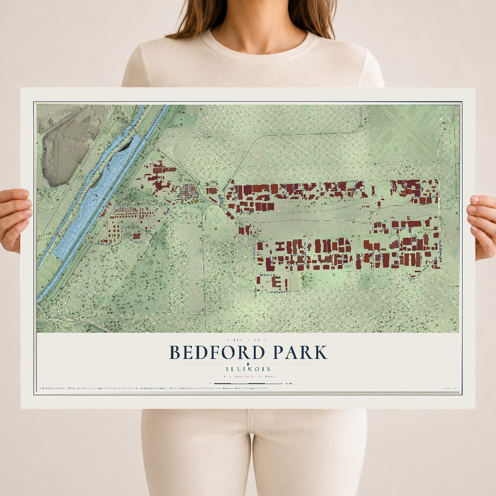 Map of Bedford Park, Illinois, 18 x 24 inch unframed archival matte print