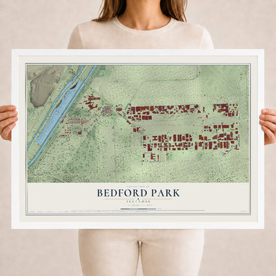 Map of Bedford Park, Illinois, 18 x 24 inch print in a white wood frame