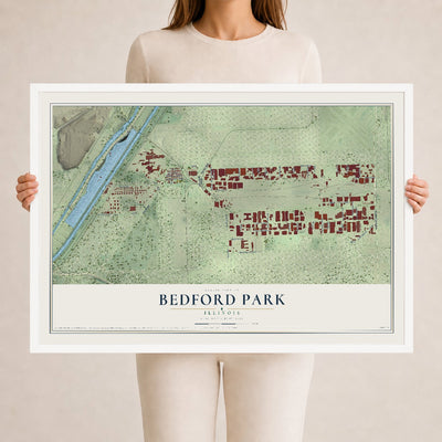 Map of Bedford Park, Illinois, 24 x 36 inch print in a white wood frame