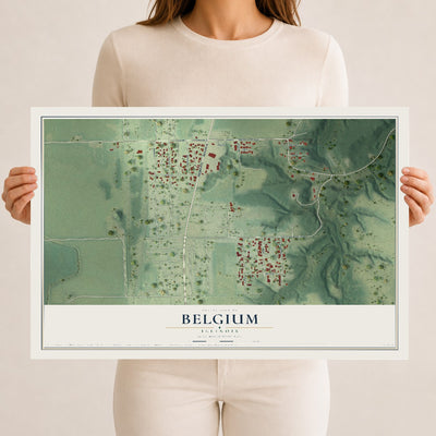 Map of Belgium, Illinois, 12 x 18 inch unframed archival matte print
