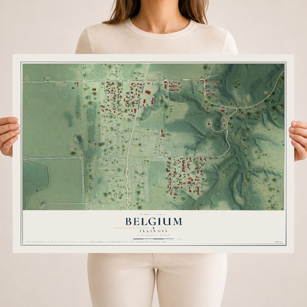 Map of Belgium, Illinois, 18 x 24 inch unframed archival matte print