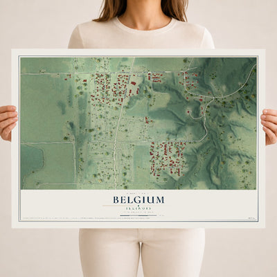 Map of Belgium, Illinois, 18 x 24 inch unframed archival matte print