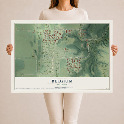 Map of Belgium, Illinois, 24 x 36 inch unframed archival matte print