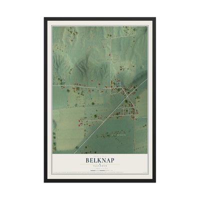 Map of Belknap, Illinois, 12 x 18 inch print in a black wood frame