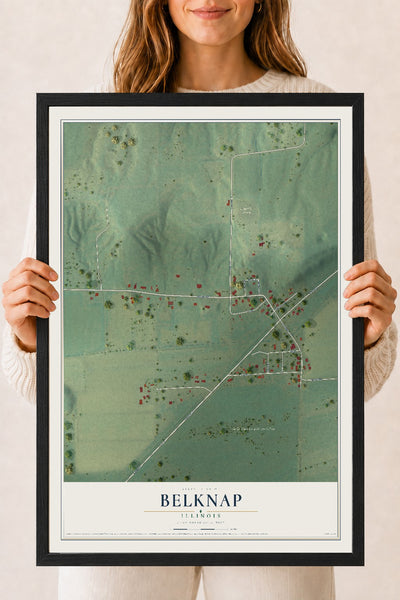 Map of Belknap, Illinois, 18 x 24 inch print in a black wood frame