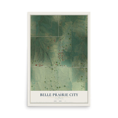 Map of Belle Prairie City, Illinois, 12 x 18 inch unframed archival matte print