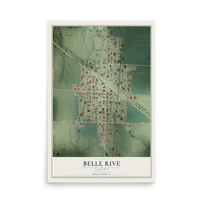 Map of Belle Rive, Illinois, 12 x 18 inch unframed archival matte print