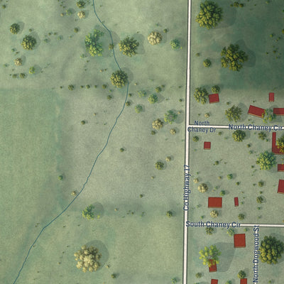 Second close-up of the map of Belle Rive, Illinois print showing more streets and buildings