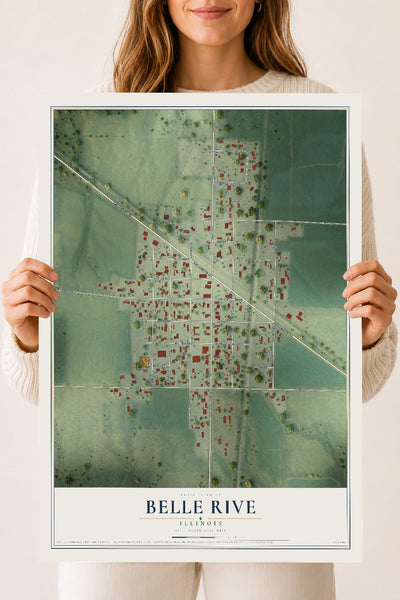 Map of Belle Rive, Illinois, 18 x 24 inch unframed archival matte print