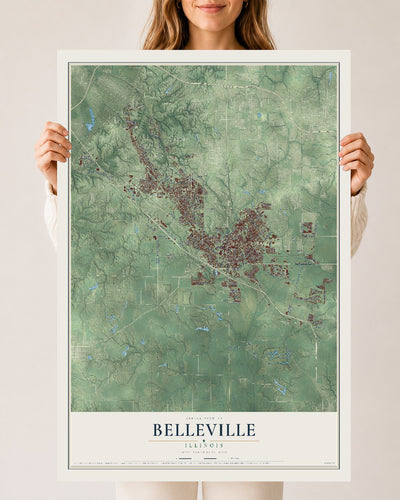 Map of Belleville, Illinois, 24 x 36 inch unframed archival matte print