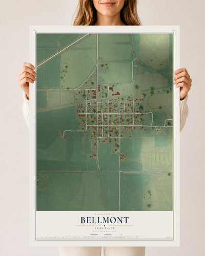 Map of Bellmont, Illinois, 24 x 36 inch unframed archival matte print