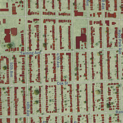 Close-up of the map of Bellwood, Illinois print showing street and building detail