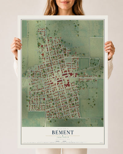 Map of Bement, Illinois, 24 x 36 inch unframed archival matte print