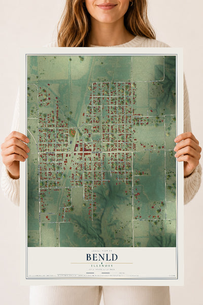 Map of Benld, Illinois, 18 x 24 inch unframed archival matte print