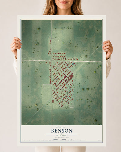 Map of Benson, Illinois, 24 x 36 inch unframed archival matte print