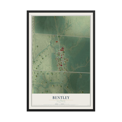 Map of Bentley, Illinois, 12 x 18 inch print in a black wood frame