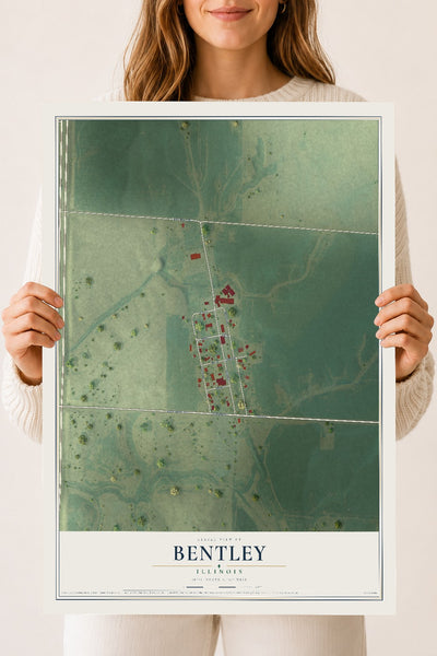 Map of Bentley, Illinois, 18 x 24 inch unframed archival matte print
