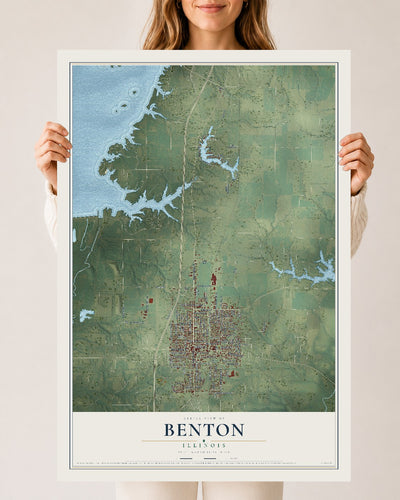 Map of Benton, Illinois, 24 x 36 inch unframed archival matte print