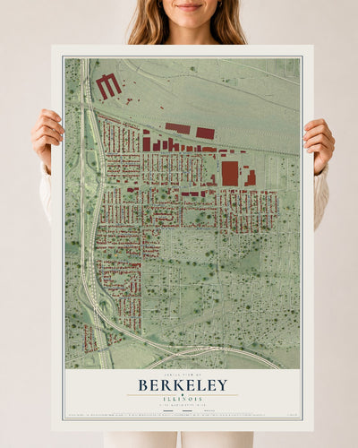 Map of Berkeley, Illinois, 24 x 36 inch unframed archival matte print