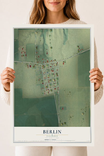 Map of Berlin, Illinois, 18 x 24 inch unframed archival matte print