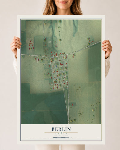 Map of Berlin, Illinois, 24 x 36 inch unframed archival matte print