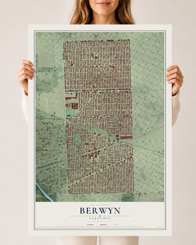 Map of Berwyn, Illinois, 24 x 36 inch unframed archival matte print