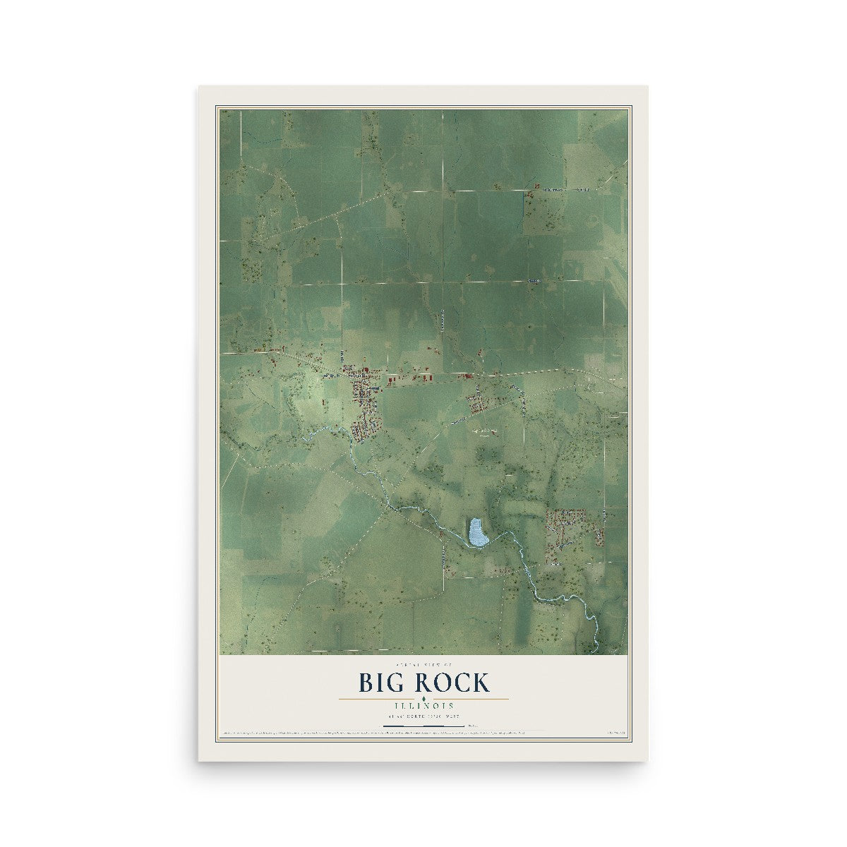 Map of Big Rock, Illinois, 12 x 18 inch unframed archival matte print