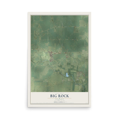 Map of Big Rock, Illinois, 12 x 18 inch unframed archival matte print