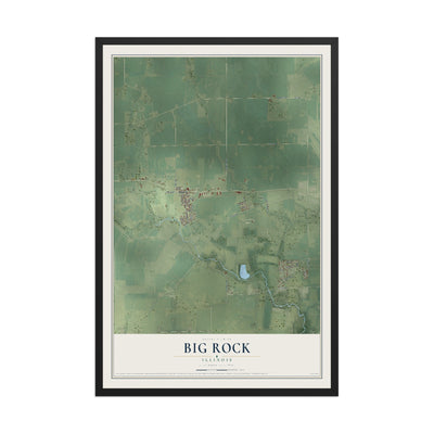 Map of Big Rock, Illinois, 12 x 18 inch print in a black wood frame
